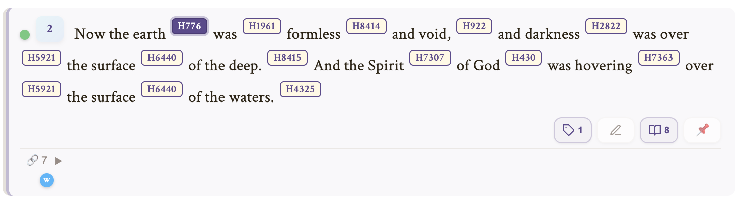 Verse text with Strong's concordance numbers as superscript codes